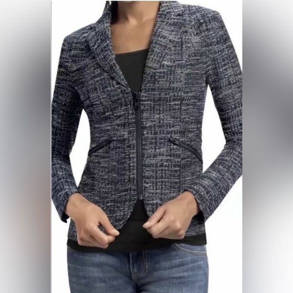 CAbi Jackets & Blazers - Cabi Blue and Black Mingle Zip Up Blazer Style 723 Size 8